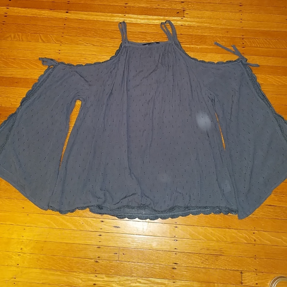 Grey Cold Shoulder Long Sleeve